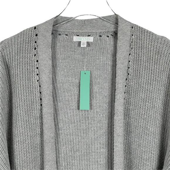 Abound Cardigan Sweater Grey Open Front Longline Size Small NEW - Picture 2 of 7
